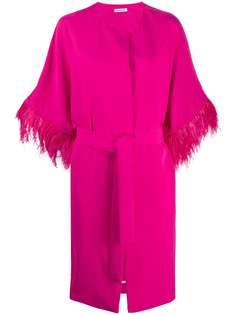 P.A.R.O.S.H. feather trimmed belted coat