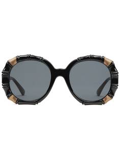 Gucci Eyewear солнцезащитные очки Bamboo в круглой оправе