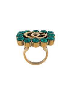 Gucci кольцо с кристаллами и логотипом GG