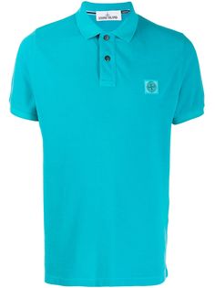 Stone Island cotton logo patch polo shirt