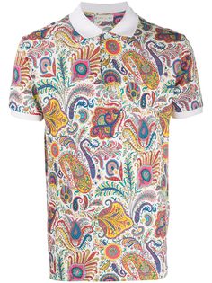 Etro short-sleeved paisley-print polo shirt
