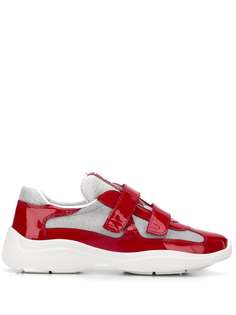 Prada patent leather and mesh sneakers