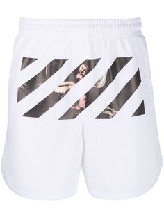 Off-White CARAVAGGIO ARROW MESH SHORTS WHITE MULTI