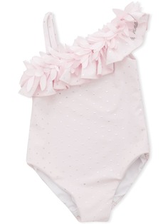 Monnalisa polka-dot print one shoulder swimsuit