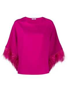 P.A.R.O.S.H. feather trimmed cropped sleeve top