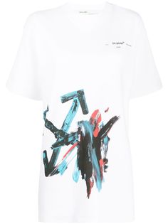 Off-White BRUSHSTROKE ARROW TOMBOY TEE WHITE BLUE