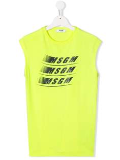 Msgm Kids TEEN logo-print sleeveless top