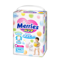 MERRIES Трусики-подгузники для детей размер L 9-14кг 44шт