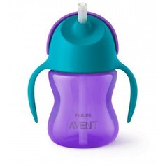 Чашка с трубочкой Philips Avent, от 9 мес., 200 мл, фиолетовый и синий