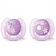 Пустышки Philips Avent ultra soft 6-18 мес., 2 шт., фиолетовый