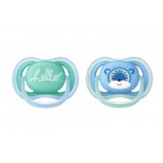 Пустышки Philips Avent Ultra Air Design "Лев" 6-18 мес., 2 шт., зеленый, синий