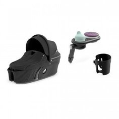 Люлька Stokke XPLORY V6 Black с подстаканником и столиком-подносом, черный