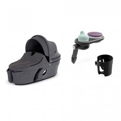 Люлька Stokke XPLORY V6, Black Melange с подстаканником и столиком-подносом, черный