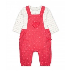 Комбинезон вельветовый и боди "Сердечки" в комплекте Mothercare