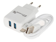 Зарядное устройство Eltronic Faster Type-C 2.1A 2xUSB White 5634