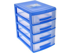 Мини-комод Росспласт 4 яруса Dark Blue-Transparent