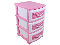 Комод Росспласт Дельфин 3 яруса Pink-White