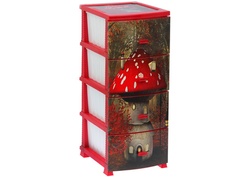 Комод Росспласт Гриб 4 яруса Red