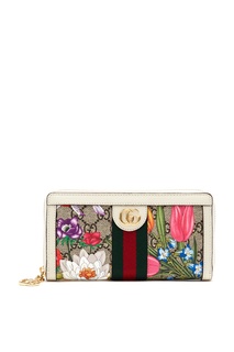 Прямоугольный кошелек GG Supreme Flora Ophidia Gucci