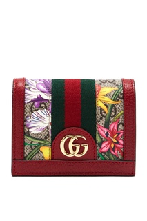 Красный кошелек GG Supreme Flora Ophidia Gucci