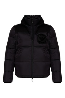 Черный пуховик со съемными рукавами Emporio Armani