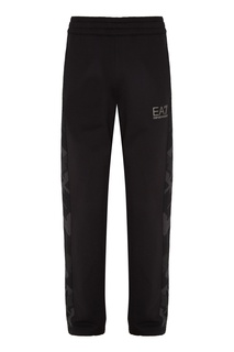 Черные хлопковые брюки с логотипом Emporio Armani