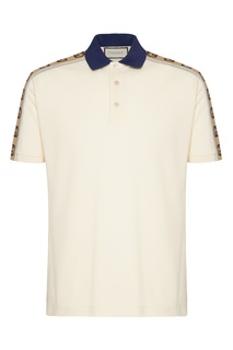 Рубашка-поло с контрастным воротником и логотипами Gucci