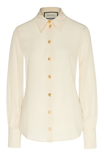 Блуза из кремового шелка Gucci