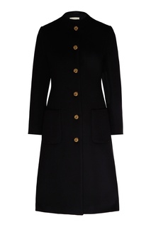 Черное шерстяное пальто А-силуэта Gucci