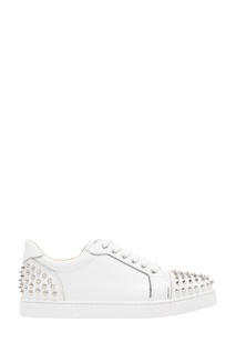 Белые кожаные кроссовки с шипами Vieira Christian Louboutin