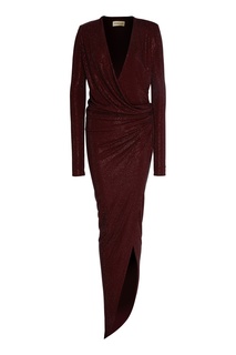 Асимметричное бордовое платье с декором Alexandre Vauthier