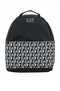 Черный рюкзак с логотипами бренда EA7