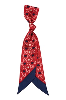 Красный шелковый платок с сердцами Gucci