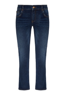 Укороченные синие джинсы стретч Emporio Armani