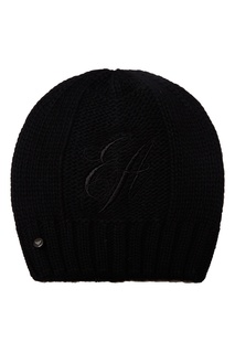 Черная шапка бини с вышитым логотипом Emporio Armani