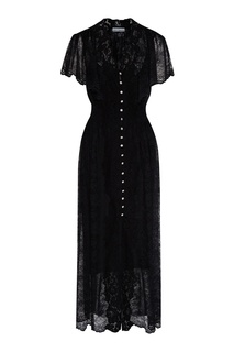 Черное кружевное платье миди Paco Rabanne