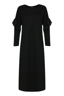 Черное платье миди с воланами Marina Rinaldi