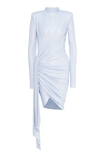 Асимметричное голубое платье с кристаллами Alexandre Vauthier