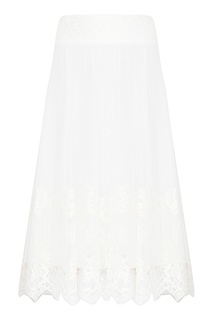 Белая миди-юбка с кружевом Ermanno Scervino
