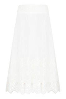 Белая миди-юбка с кружевом Ermanno Scervino