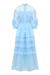 Голубое макси-платье с вышивкой Ermanno Scervino