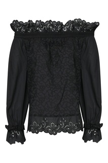 Черная блуза с открытыми плечами Ermanno Scervino