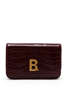 Бордовое портмоне на цепочке B. Balenciaga