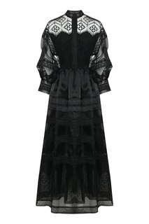 Черное макси-платье с вышивкой Ermanno Scervino