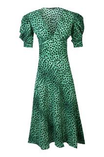 Зеленое шелковое платье с принтом Ermanno Scervino