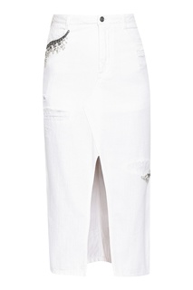 Белая джинсовая юбка с декором Ermanno Scervino