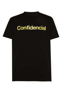 Черная футболка с надписью Confidencial Marcelo Burlon