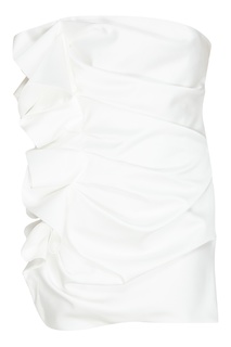 Белое атласное платье мини с драпировками Alexandre Vauthier