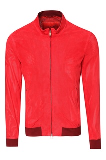 Красный бомбер из замши Isaia