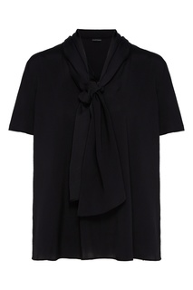 Черный топ с короткими рукавами Emporio Armani